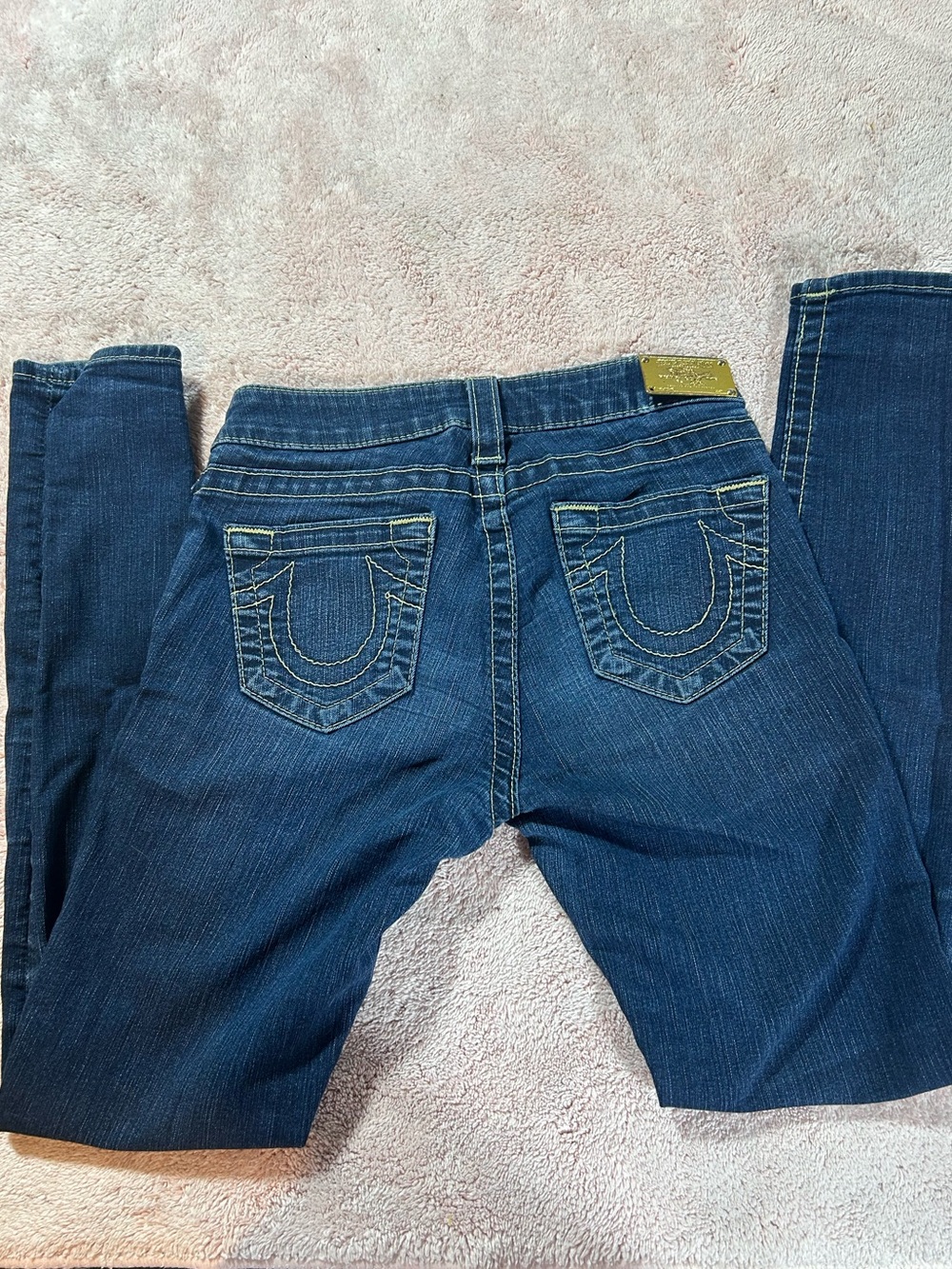 Women's True Religion Halle Mid Rise Super Skinny Dark Wash Denim Jeans Size 26